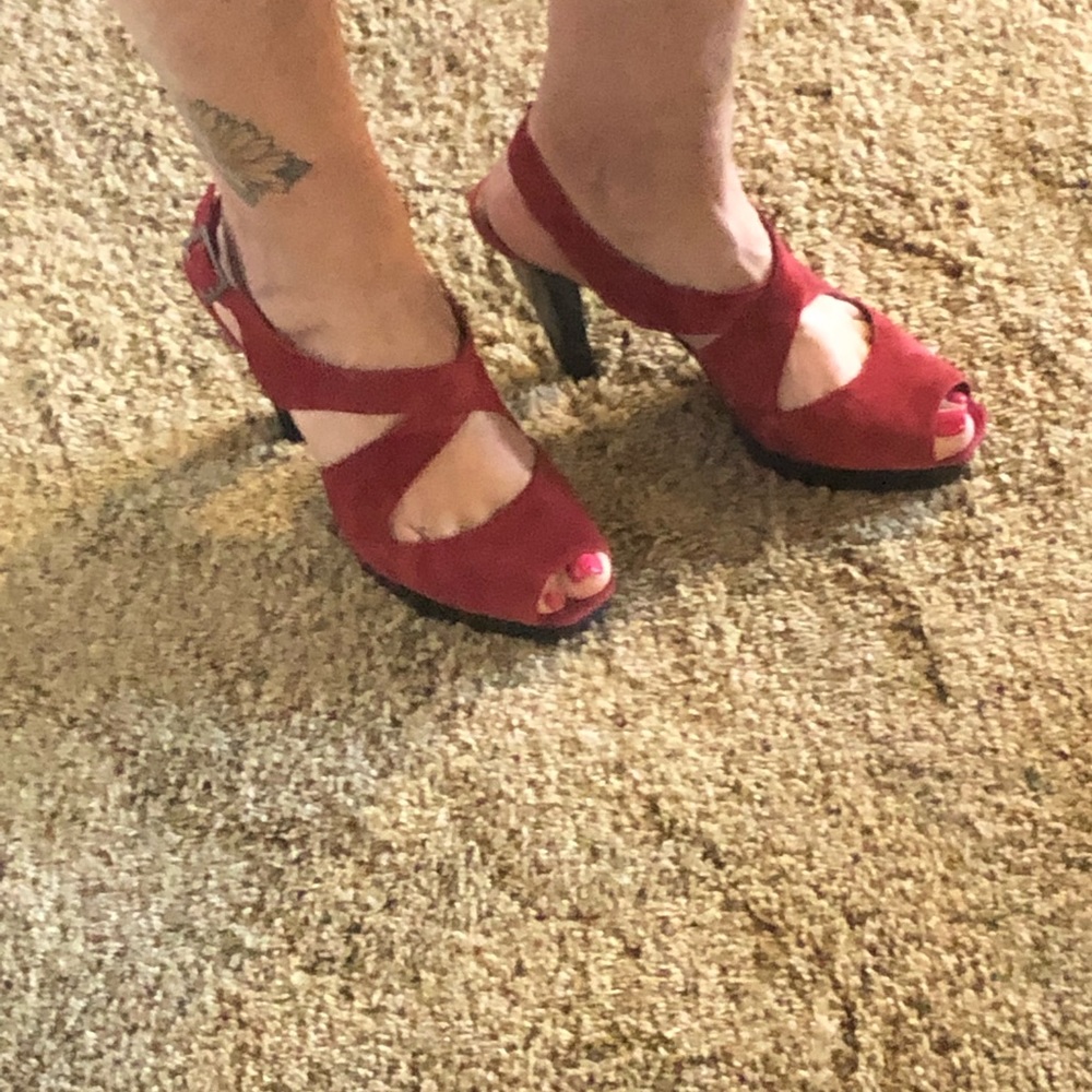 Marc Fisher red suede heels